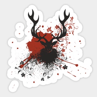 Grunge Stag with Floral Sticker